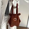 Solid Color Capybara Plush Bag Cute Cartoon Shoulder Pouch Soft Furry Bear Handbag  Boys