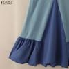 ZANZEA Women Casual Splice Ruffles Loose Long Skirts
