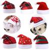 New Christmas Pet Hat Soft Warm Santa Claus Caps Xmas Decor Red Plaid Dog Headwear for Puppy Cat