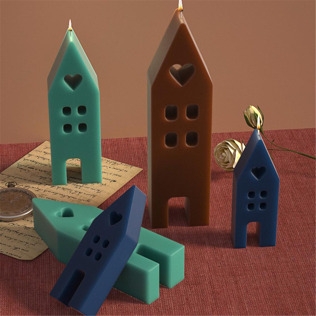 House Shape Candle Mold Non Stick Easy to Demold for DIY Candle Gypsum Ornaments Home Decor House Shape Resin Molds