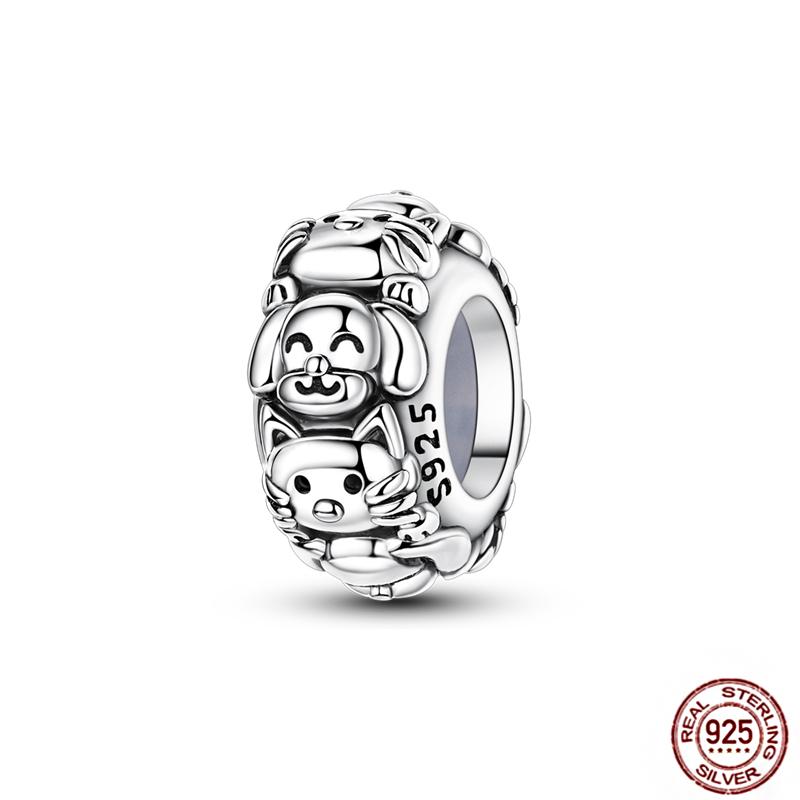 Copper Loveheart Charms Beads Cute Cat Panda Poker Phone Charm Pendant Fit Original Bracelet Diy Jewelry Women Gift