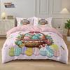 3pcs Easter Happy Egg Printed Core free Down Duvet Cover Set Comfortable Bedroom Bedding Decoration Machine Washable