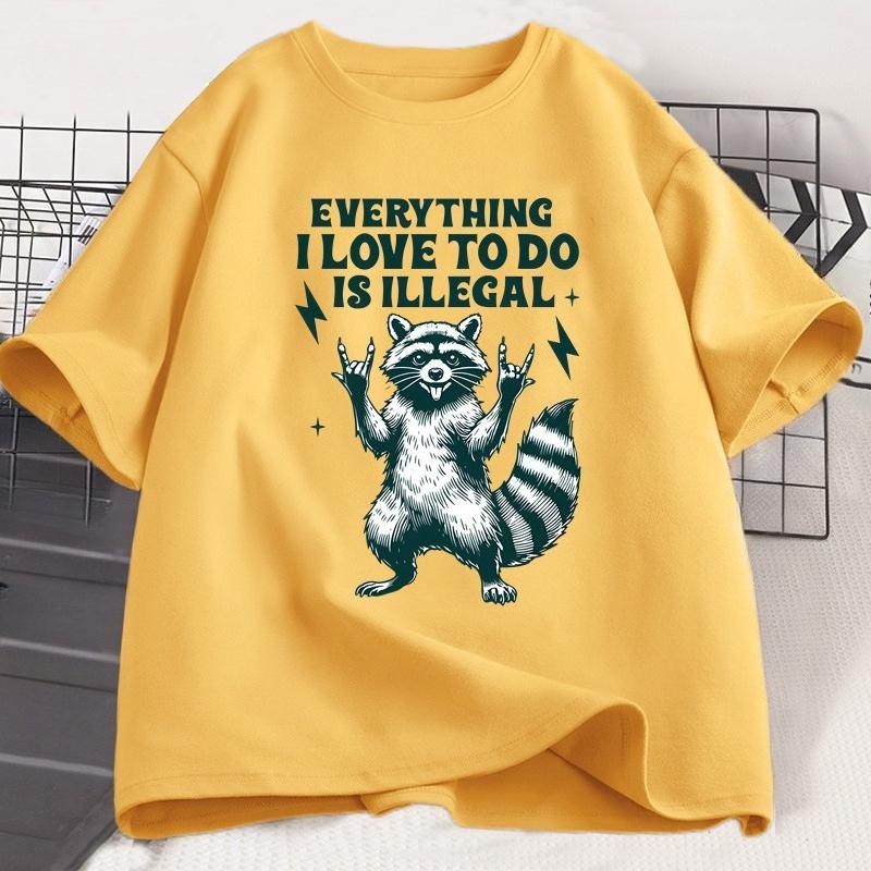 Funny Raccoon Graphic T Shirts Humor Cotton T Shirt for Unisex Women Casual Short Sleeve Loose Tshirt Harajuku Unisexs Clothes Tops
