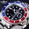 Classic Mechanical Watches Luxury Brand Business Automatic Watch for Men Rotatable Bezel Luminous Dial Steel Strap Clock