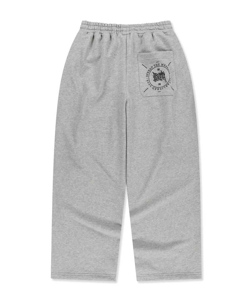 BROWNBREATH Stamp Tag Wide Sweatpants - Melange Gray