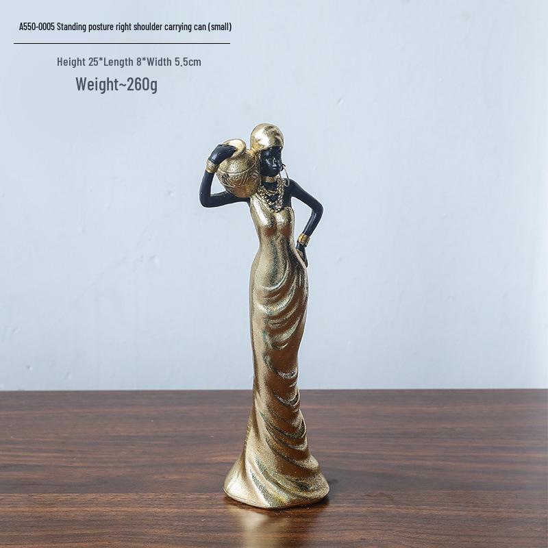 Modern Retro African Black Figurine Ornaments - Creative Soft Decor for Light Luxury Living Room