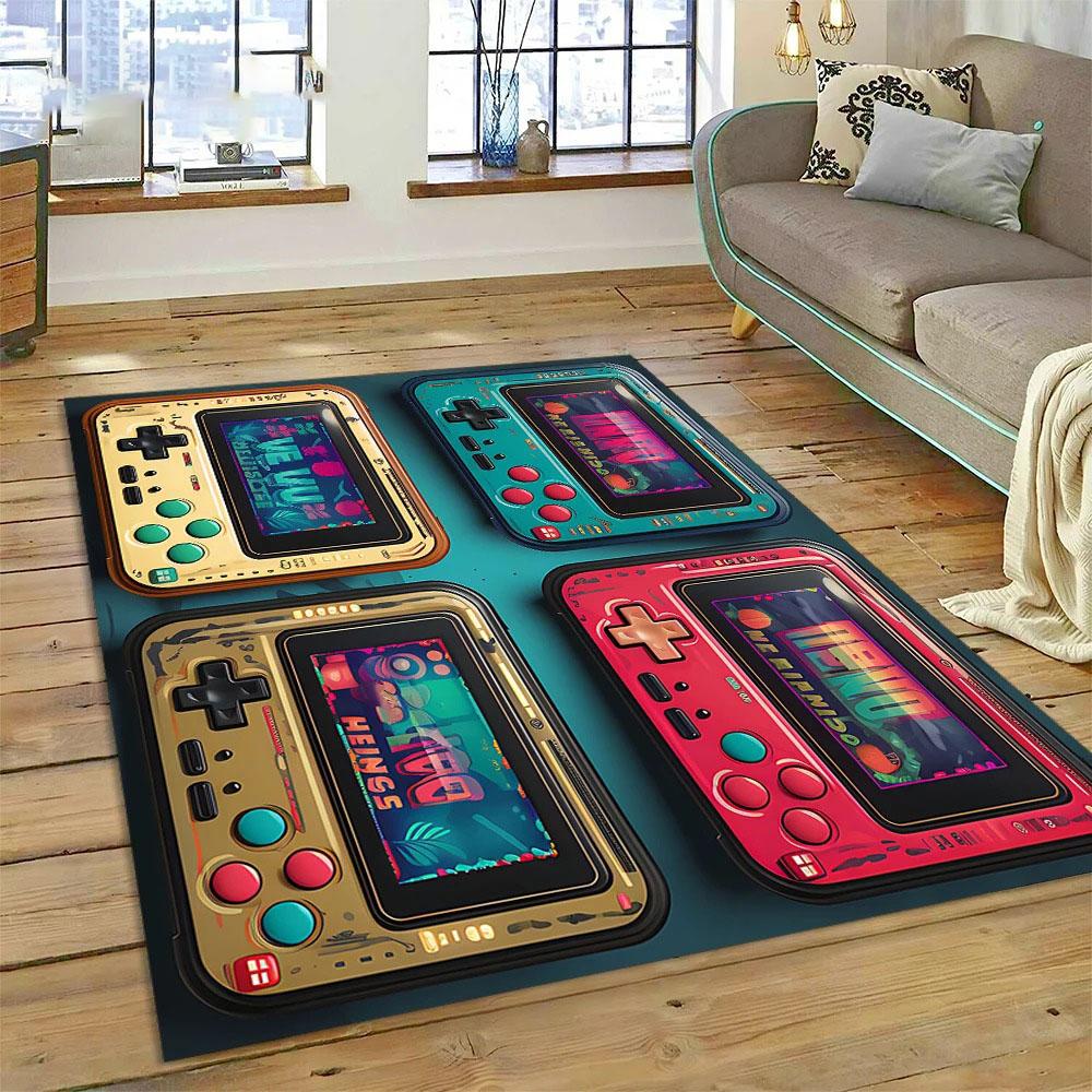 Console Gaming Carpet for Boy's Bedroom Living Room Decoration Washable Polyester Anti Slip Floor Mat Sofa Decor Big Size Rug