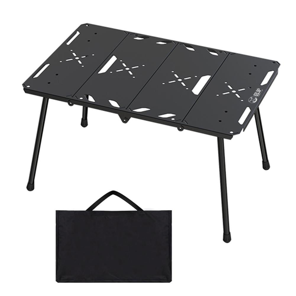 4-Fold Portable Barbecue Table with Carry Bag Lightweight Foldable Table Collapsible Camping Table for Backpacking Hiking