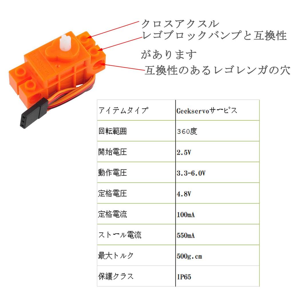RCmall 4pcs Geekservo 2KG 360° Continuous Rotation Servo, Programmable Dual Output Shaft Servo, DIY Tech Building Brick DC Motor (with Wheels), Orange