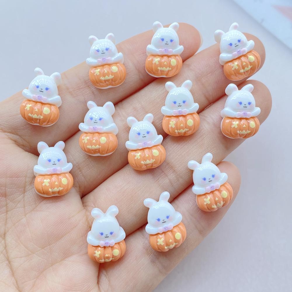 20 Pcs Cute Mini Halloween Bat Pumpkin Flat Back Resin Cabochons Scrapbooking DIY Jewelry Hairpin Craft Decoration Accessorie