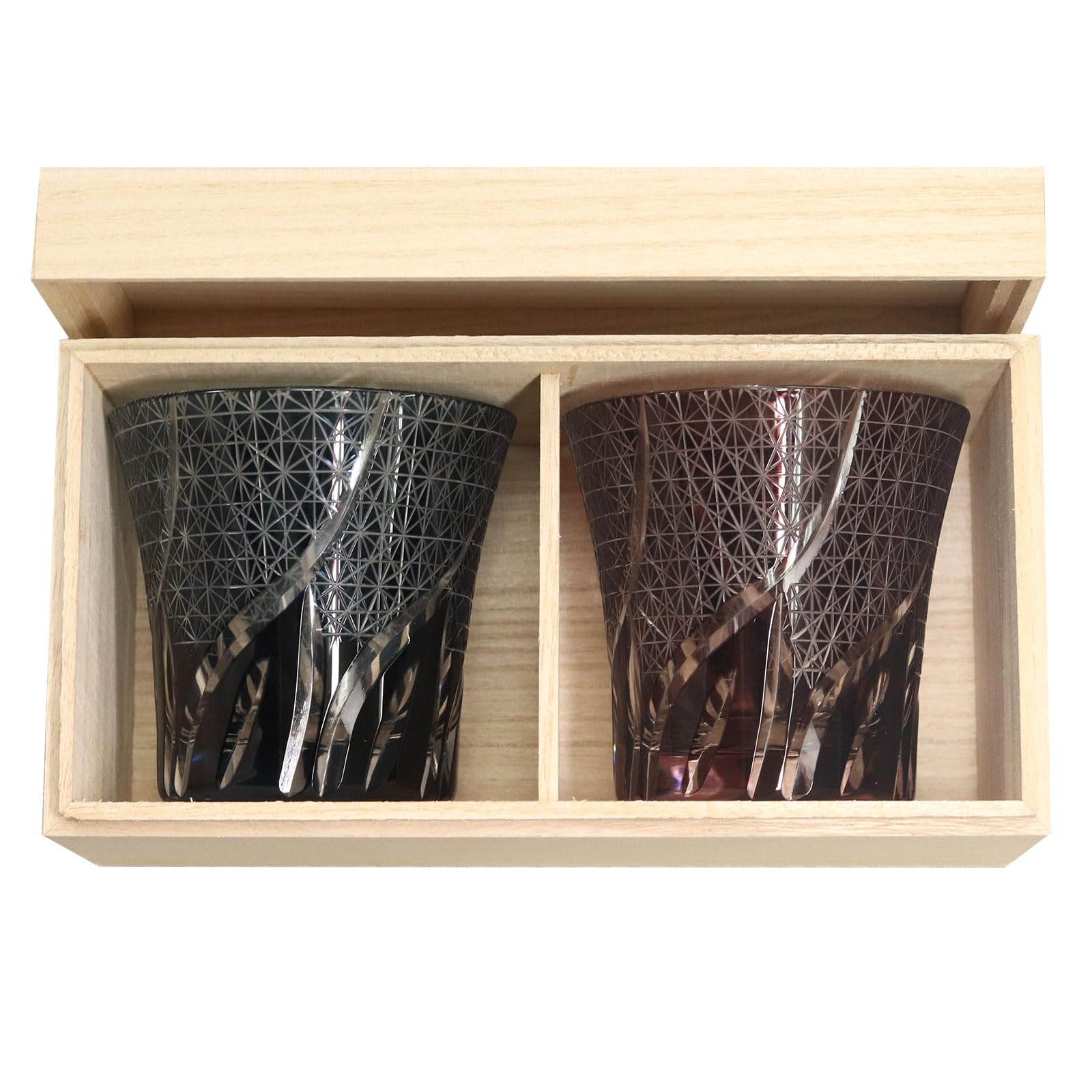 

Kiriko Glass Pair of Gift Chrysanthemum Paulownia Wood Choice of Pair Blue x Set, Dishwasher-Safe, Tumblers, Set, Pattern, Box, (Ink Purple)