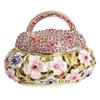 Elegant Alloy Enamel Flower Basket Decorative Jewelry Box With Traditional Craftsmanship