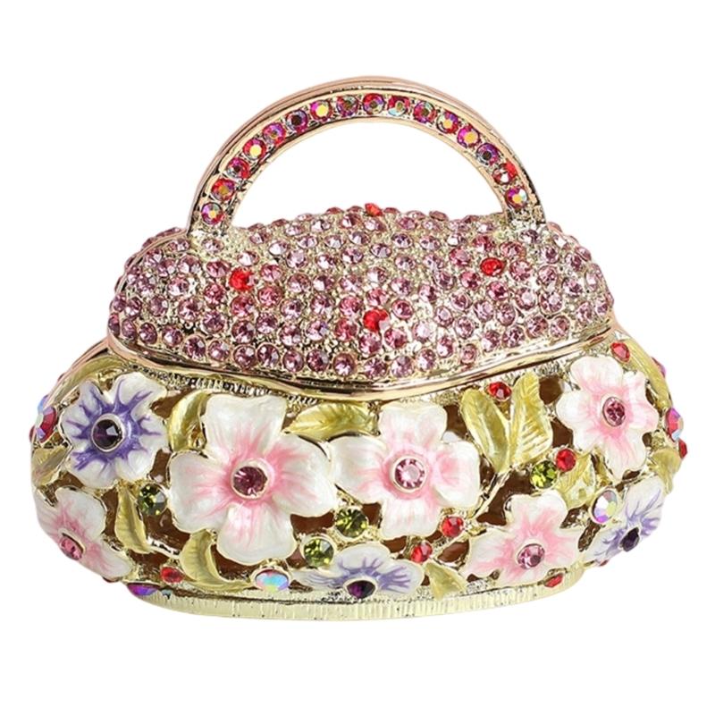 Elegant Alloy Enamel Flower Basket Decorative Jewelry Box With Traditional Craftsmanship