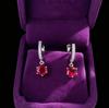 Earrings One-Carat Red Corundum Blue Pointed Crystal Ear Buckle Women'S Micro-Inlaid Six-Claw Fashion Cultivation Colored Treasure Earrings