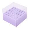 49 Holes Nail Drill Bits Holder Nail Polish Head Storage Box with Clear Dust Lid for Salon Home Purple