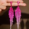 2PC Women's Fashion Claw Chain Series Colorful Diamond Tassel Style Earrings for Travel, Carnival, Party, Festival Dressing Gift