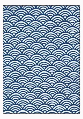 Tenugui Hand Made In Seigaiha Pattern Niwa-zome Towel, Chu-dyed, 100% Cotton, Japan,