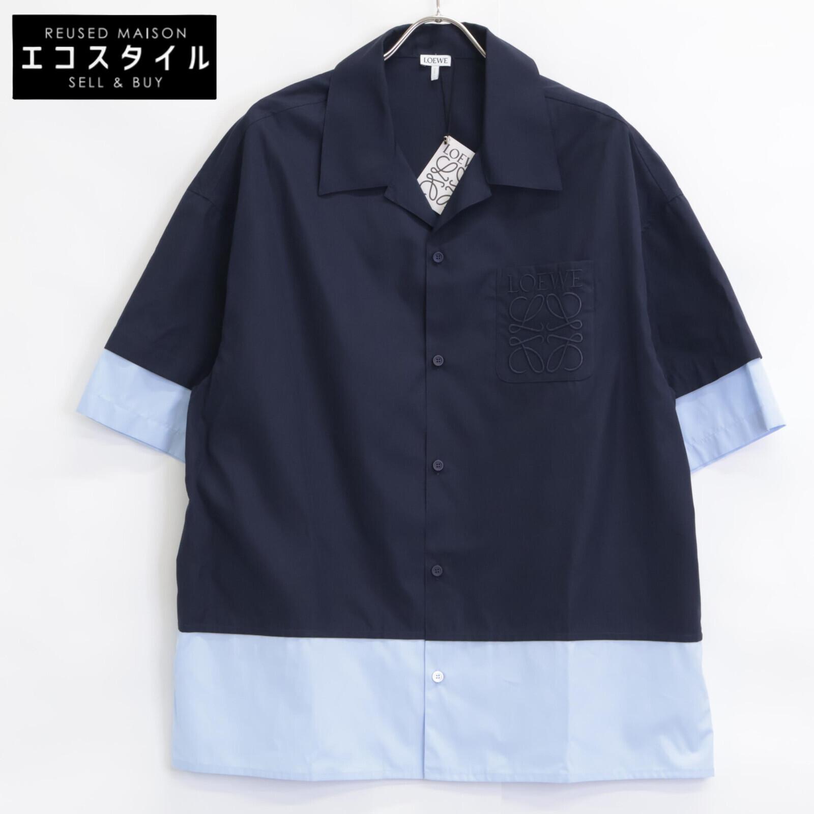 

LOEWE Navy/Blue H526Y05WEY Short Sleeve Shirt tops 38 Black x blueUsed