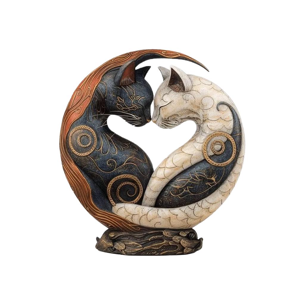 Cat Yin And Yang Art Desk Decoration Ornaments