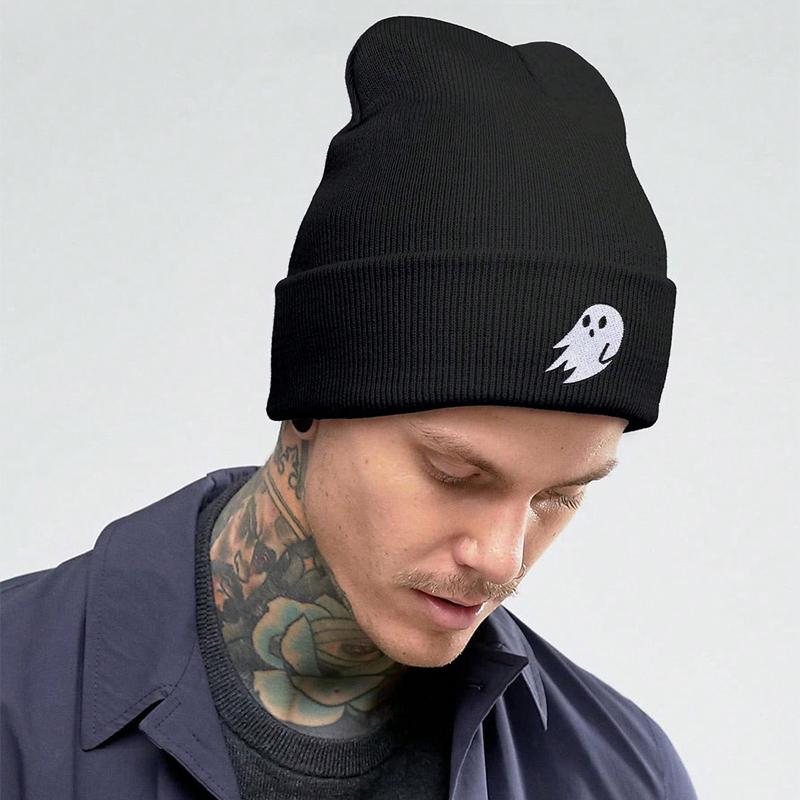 1 Halloween Pee Hat for Men and Women, Street Wear, Skull Hat, Ghost Knitted Hat, Halloween Hat, Embroidered for Men and Women