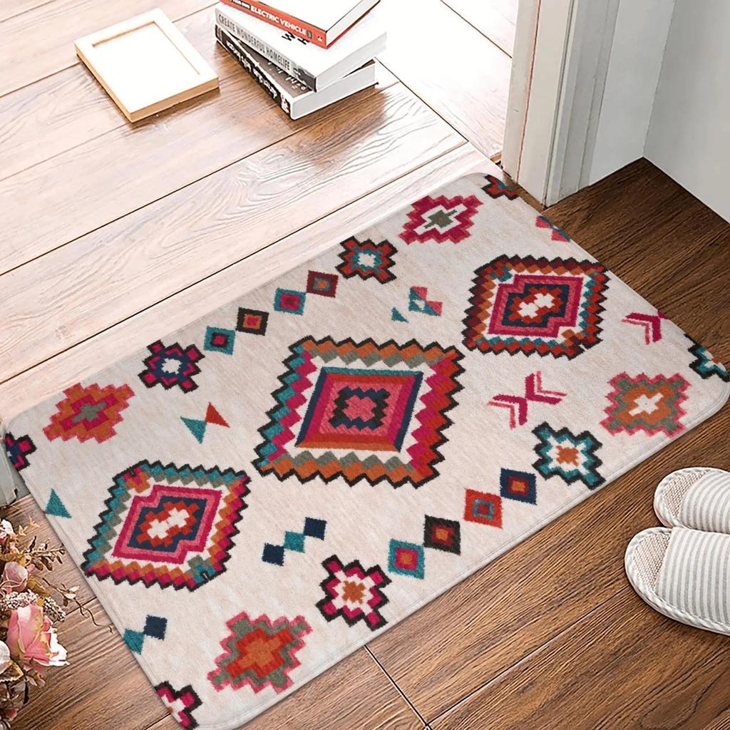 Retro Moroccan Style Carpet Front Door Floor Entrance Non Slip Floor Mat Ethnic Art Kitchen Bathroom Door Mat Bathroom Carpet