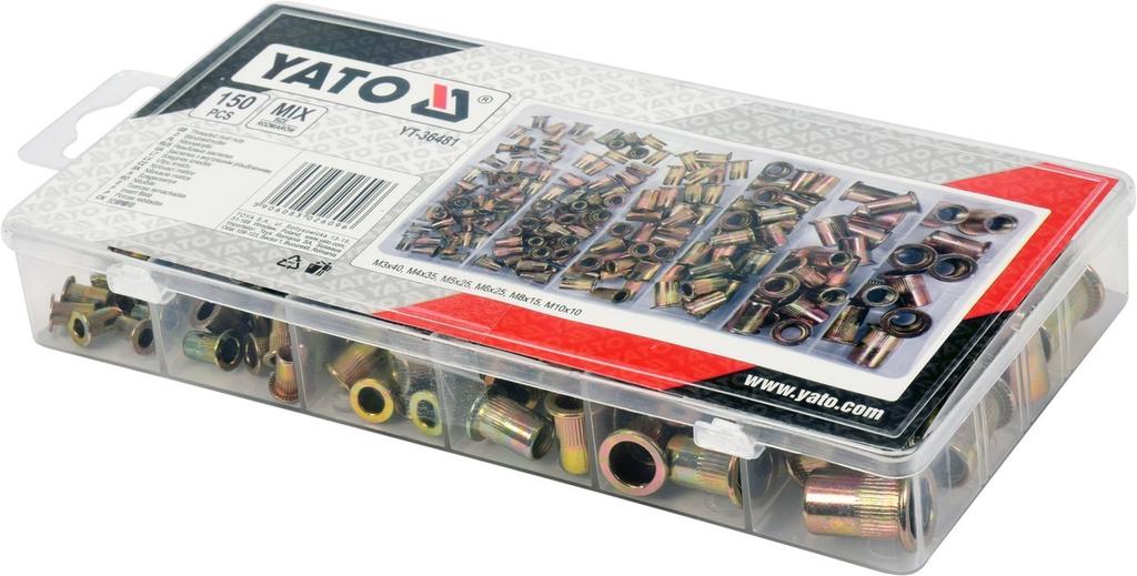 Set Of Steel Rivet Nuts M3-M10, 150 Pcs Yt-36481 Yato