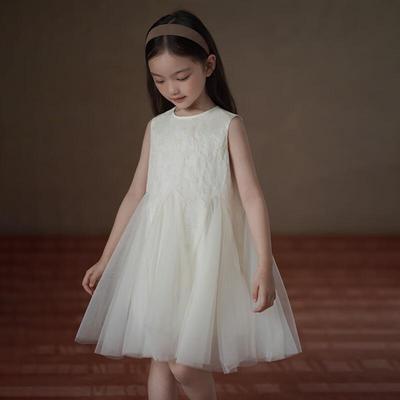 Hacikis Girls' Summer Beige Princess Vest Dress
