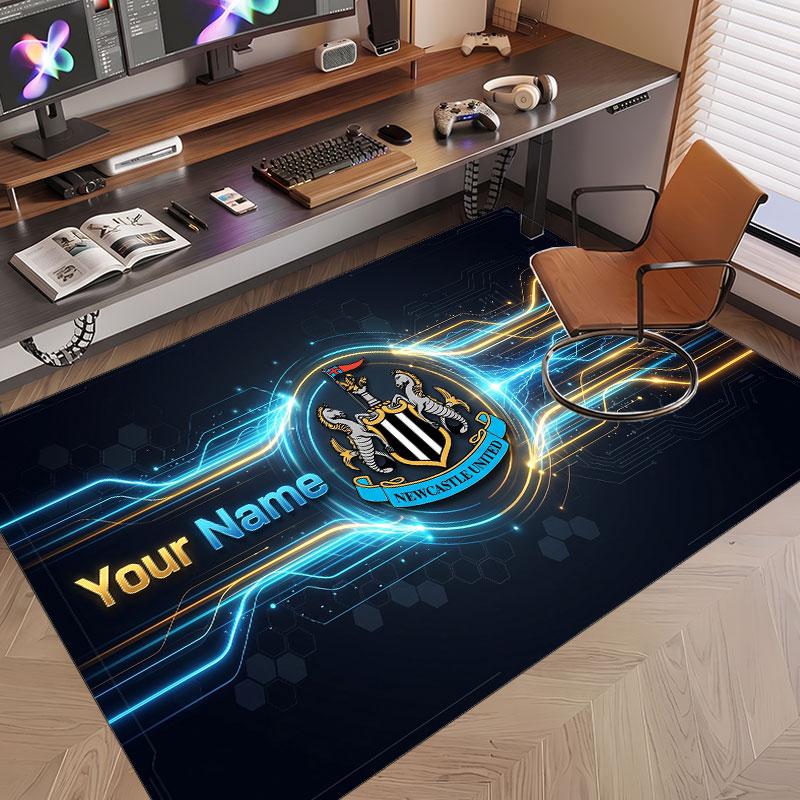 Custom Rug Newcastle United FC Pattern Print Name Text Soft Non‑Slip Floor Carpet for Home Indoor Decoration