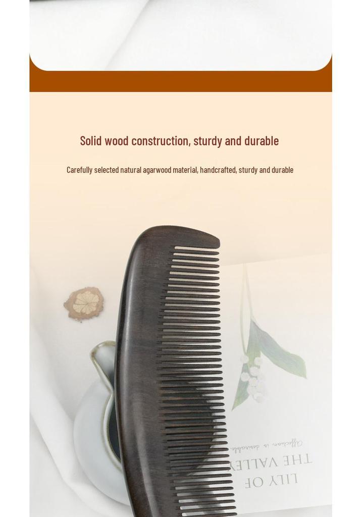 Moon-Shaped Solid Wood Comb for Men and Women – Deep Precious Treasure, Home Daily Use, Engraved Design