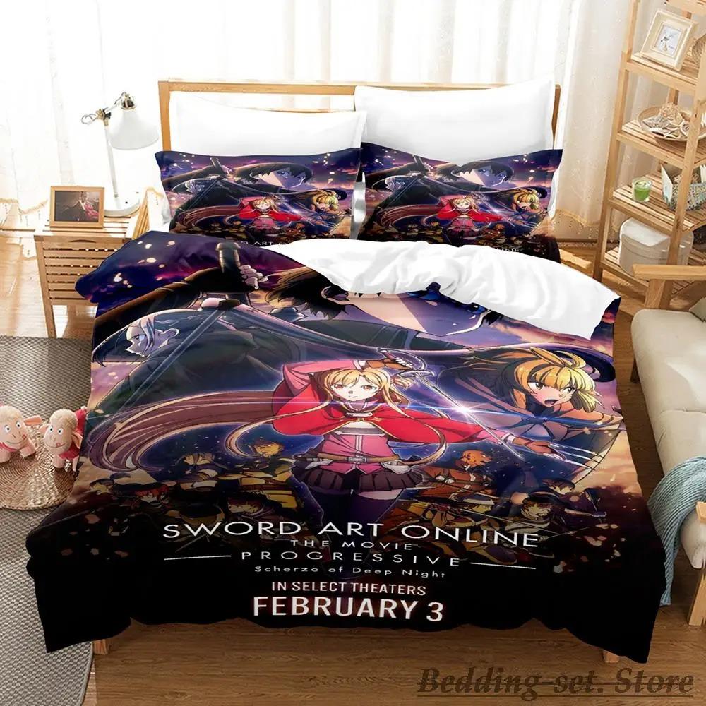 

Новый комплект постельного белья Sword Art Online II с рисунком из мультфильма «Аниме» из трех предметов для взрослых и детей, набор пододеяльников 3D Kawaii, постельного белья 70x133cm 2pcs