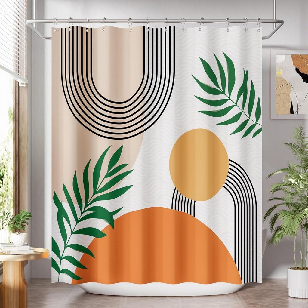 Shower Curtain Blue,Washable Cloth Ombre urtain Hooks, Rustic Waterproof Dark Sea Blue Farmhouse Shower Curtains for Bathroom