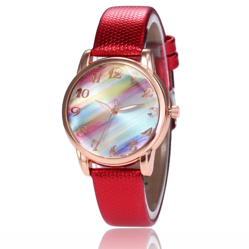 Women Fashion Rainbow Watch Leather Band Wrist Watch Casual Ladies Watch Women's Quartz Watches Relogio Feminino Montre Femme
