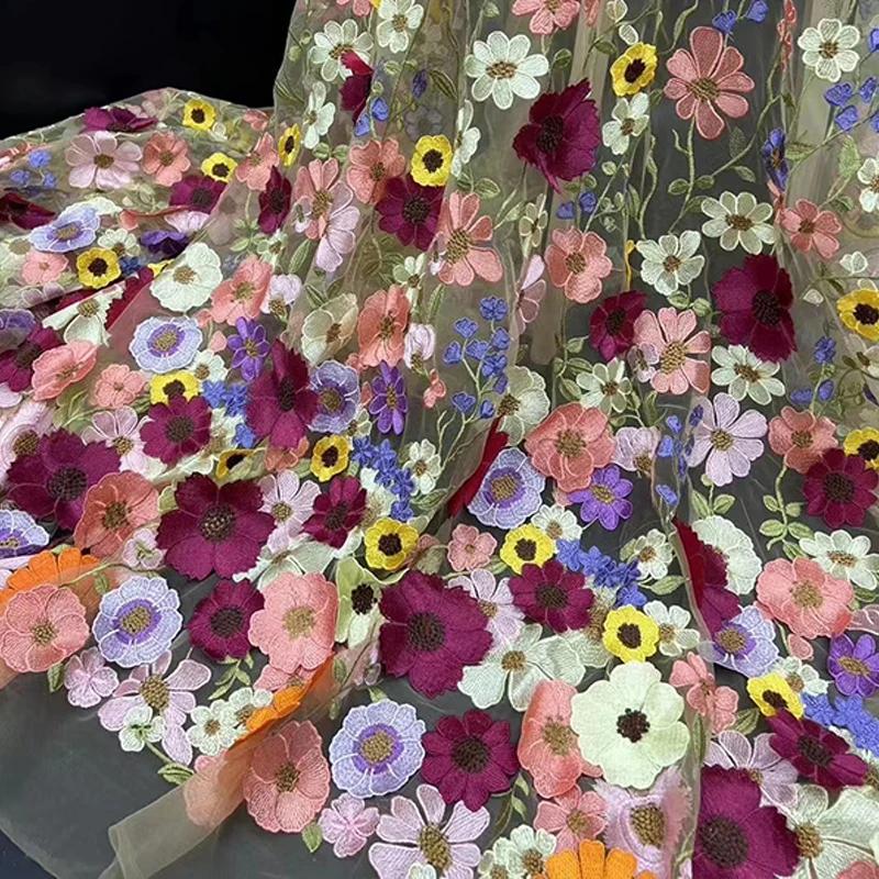 

1/2/3yards Sculpted 3D Floral Tulle Luxury Veils Wedding Dress Dream Gowns Runway-Grade Performance Costumes DIY Mesh Fabric 1yard x 1.3m