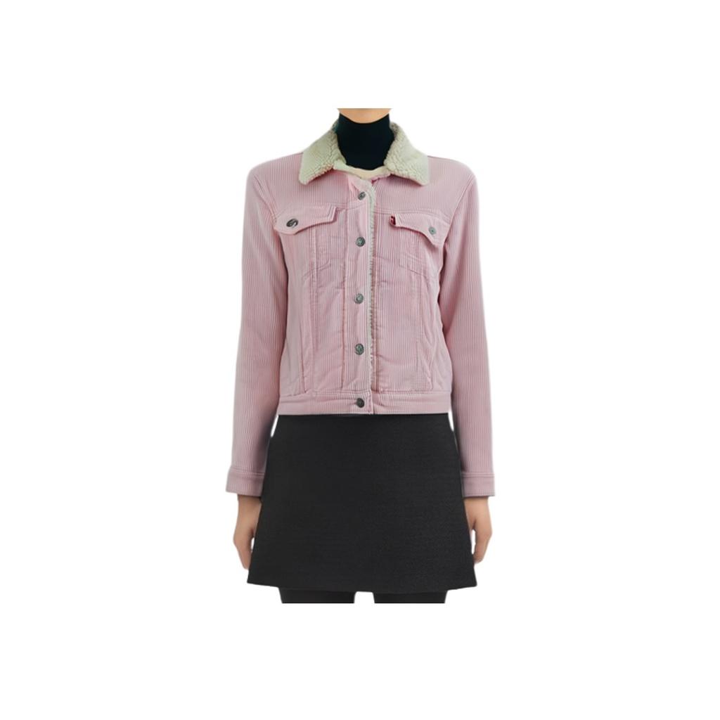 Levis FW22 Jednobarevná hřejivá bunda z umělé střižní vlny Dámská bunda Růžová 36136-0057