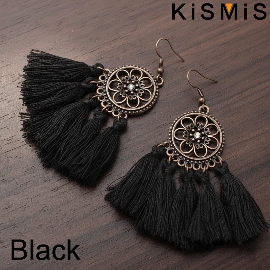 Retro Bohemian Tassel Earrings Alloy Circle Earrings 5 Colors Wedding Party Jewelry Accessories for Women