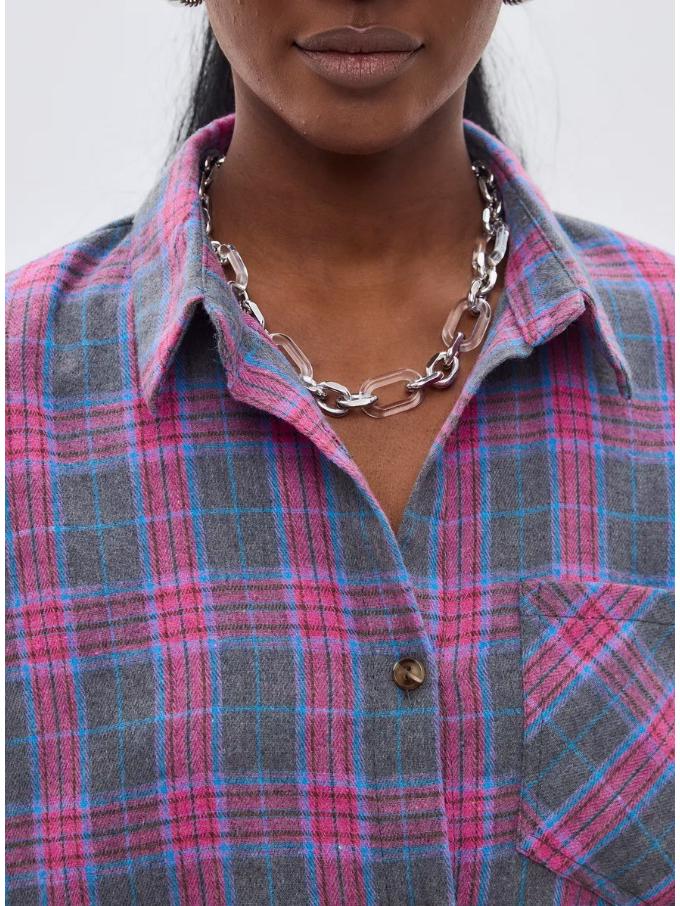 2025 Autumn Retro Plaid Lapel Loose Long Sleeve Women's Shirt