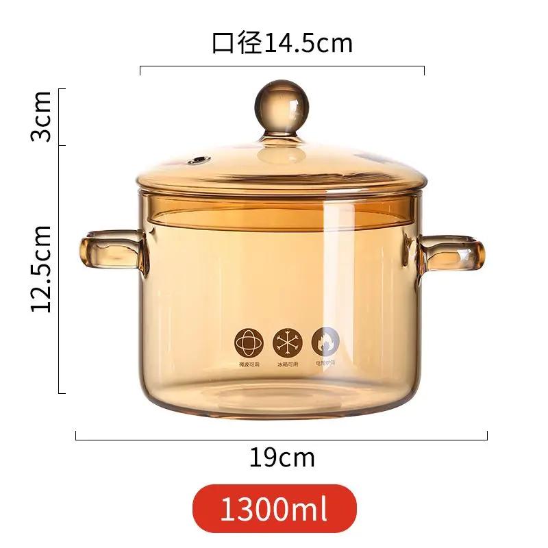 High Borosilicate Glass Saucepan for Cooking, Clear Cooking Pot, Gas Open Fire, High Temperature Resistant, Cookware, New, House