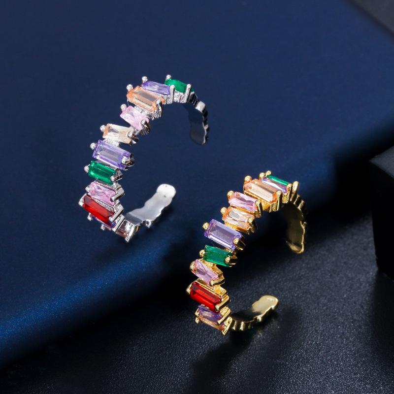 J0107 Rainbow Series Colorful Ladder Square Zir*****Pen Ring