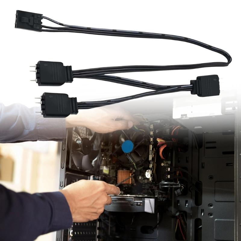 4Pin to 5V 3Pin ARGB Splitter Cable for ARGB Hub and Fan Lighting Control For HDLL120 Splitter Extension Cord