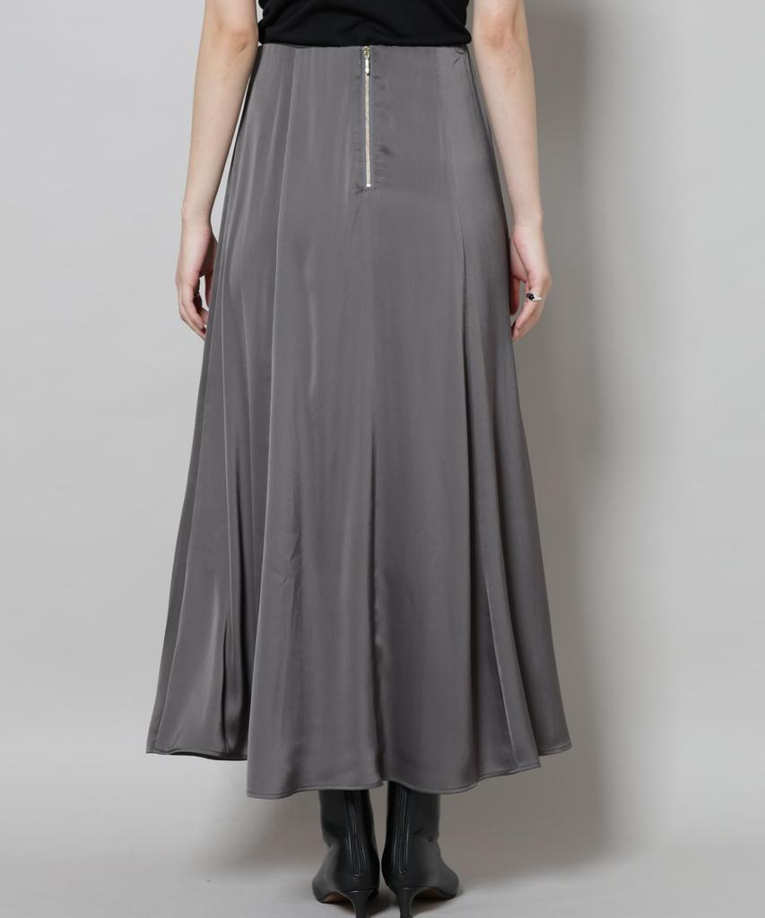Nano Universe Satin Flare Maxi Skirt Be Paired with Other Small 023 Charcoal (Can Items) Women's 669-5230306
