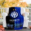 1pc Personalized Name Internazionale Milano Theme Blanket - Digital Print, Polyester, Cozy for All Seasons, Perfect for Outdoor, and Travel