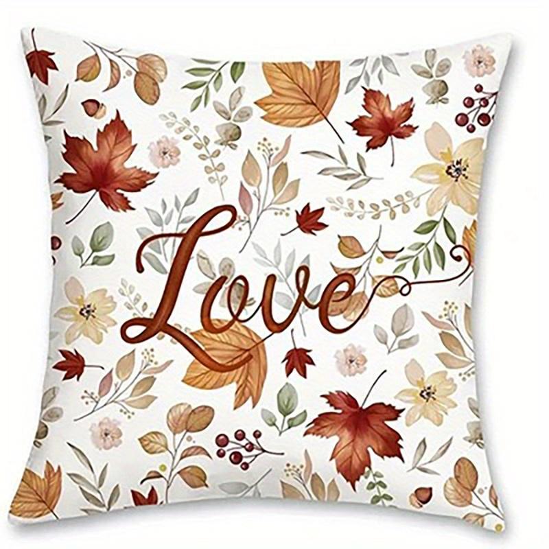 

Home Decor Autumn-Themed Pillowcases With Love And Home Pattern Cushion Cover Suitable For Sofa Bedroom Car Pillow Cover 16x16Inch