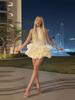 European & American 2026 Summer Satin Halter Neck Skater Dress - Sleeveless, Fluffy, Short & Sexy
