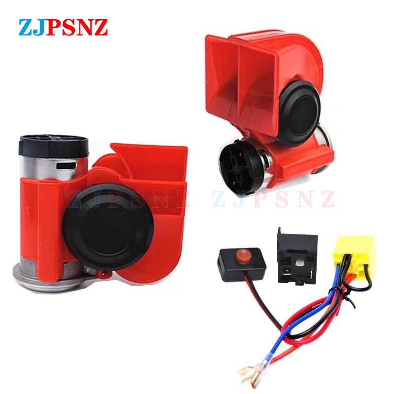 12V 24V Car Twin Dual Tone Compact Air Horns Kits For Car Truck Lorry SUV RV Train Caravan Boat Twin Tone Super Loud Waterproof