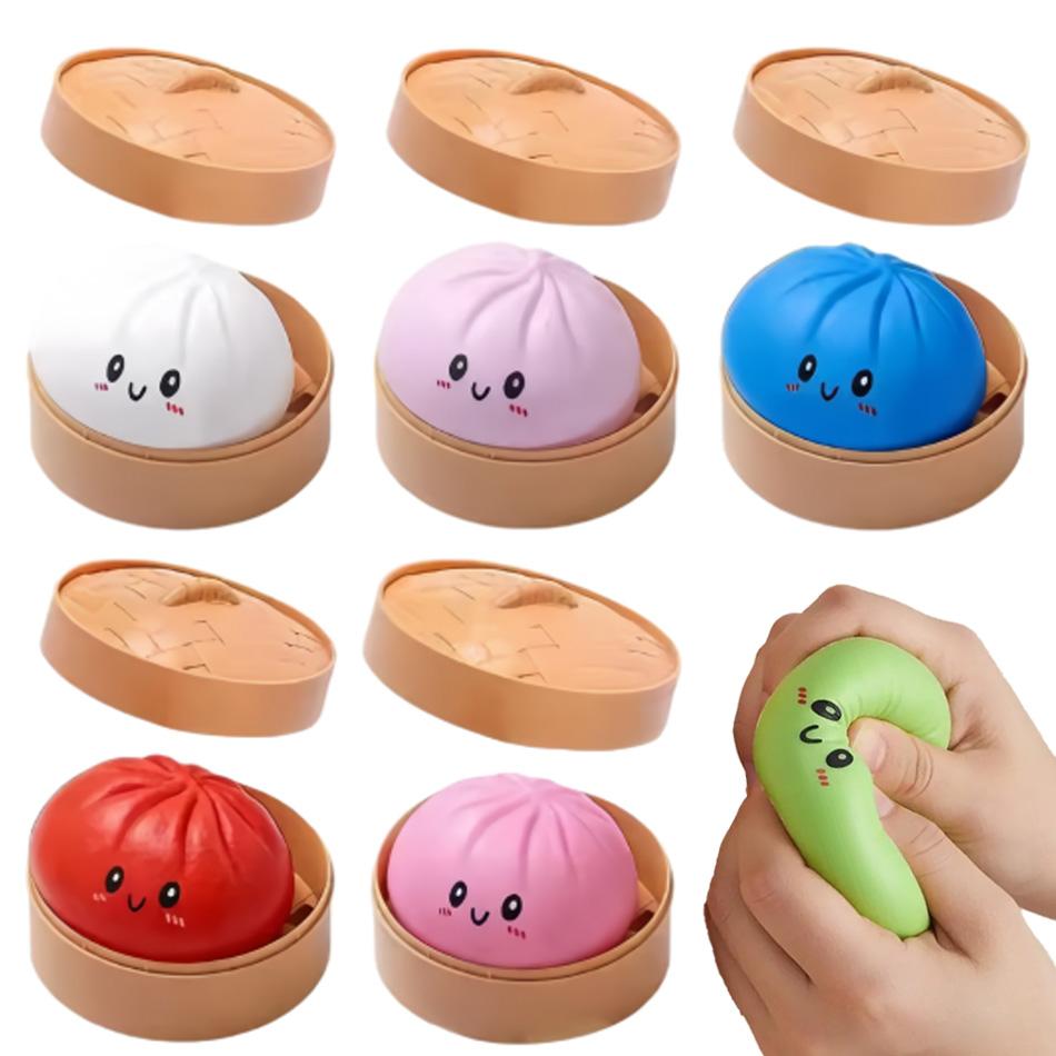 Hot Super Popular Hot Colorful Dumpling Squishes Stress Ball Reusable Rebound Squeeze Reliever Toy Cute and Stress-Relieving Bun