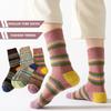 Women's Mid-calf Striped Socks Autumn Winter Fleece Thickened Multi-jacquard Color Blocking Thickened Warm Style Stack Socks