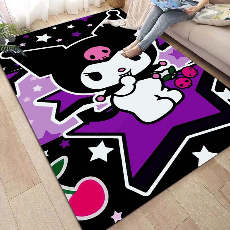 3D printed Kuromi cartoon rug, suitable for living room, bedroom, kitchen, doorway, children's non-slip floor mat, birthday gift