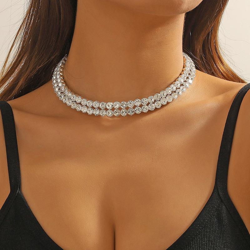 Elegant Sparkling Rhinestone Bridal Choker Necklace Set