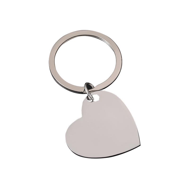 Slanted Peach Heart Stainless Steel Keychain with UV Color Printing - Perfect for Engraving and Festival Gifts.
