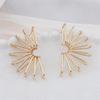 Exaggerated Irregular Fan C Shape Radiation Drop Earrings for Women Brincos Simple Party Hollow Geometry Jewelry Wholesale